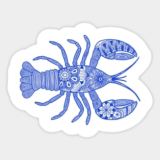 Lobster (blue and white horizontal) Sticker